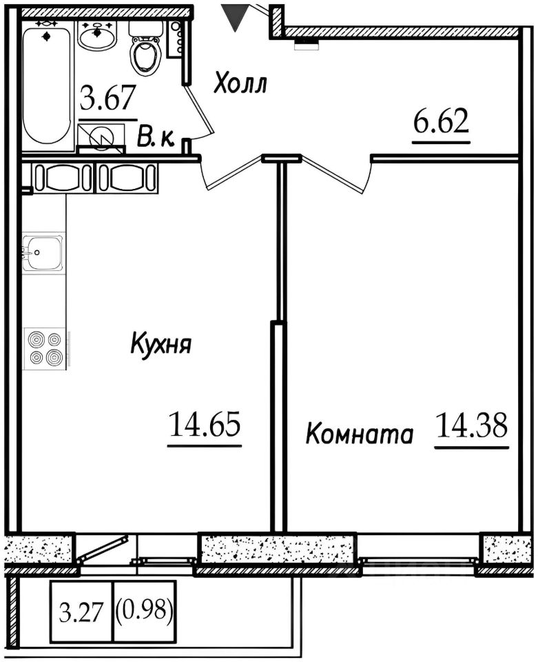 Планировка этой квартиры по данным Циан