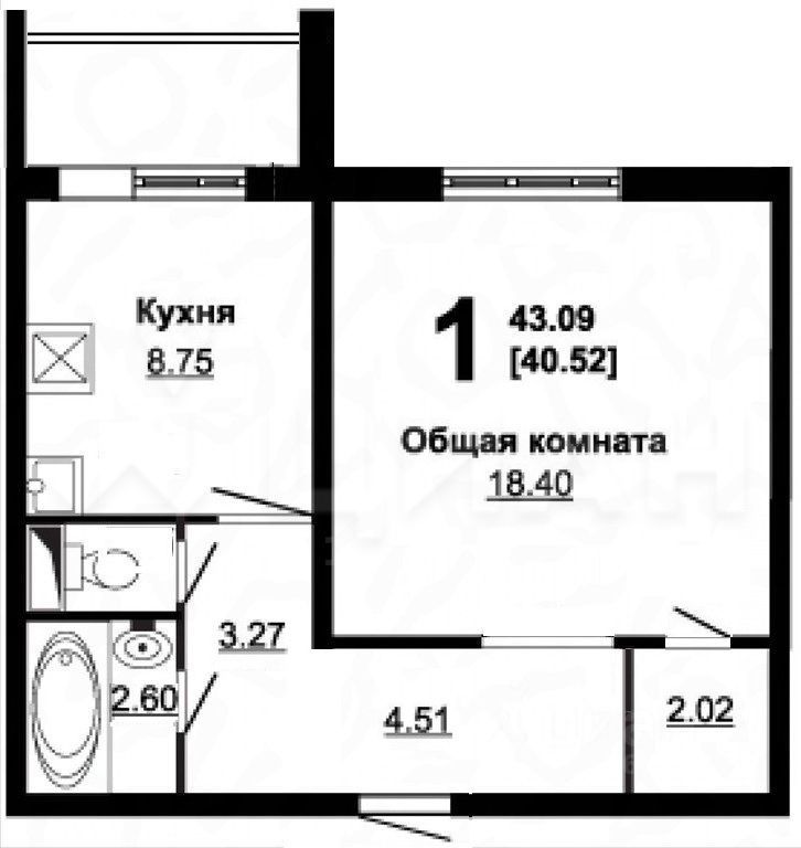 Планировка этой квартиры по данным Циан