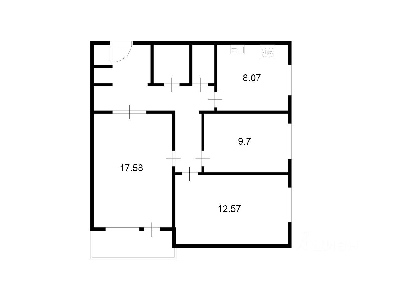 Планировка этой квартиры по данным Циан