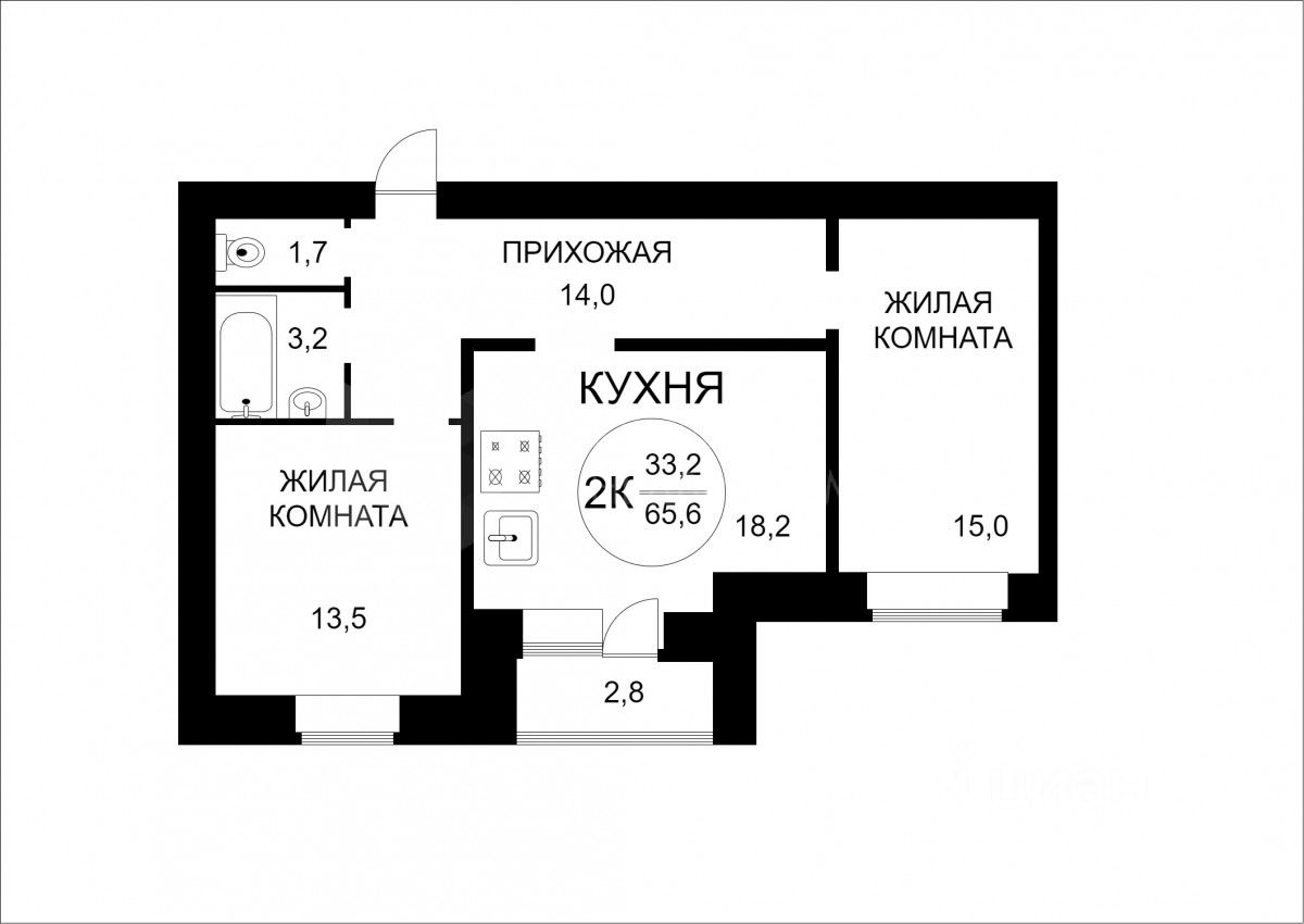 Планировка этой квартиры по данным Циан