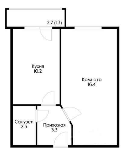 Планировка этой квартиры по данным Циан