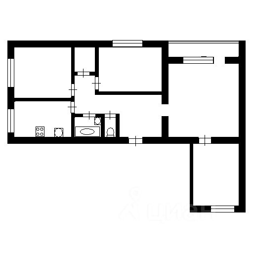 Планировка этой квартиры по данным Циан