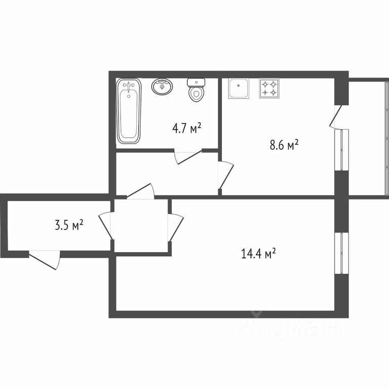 Планировка этой квартиры по данным Циан