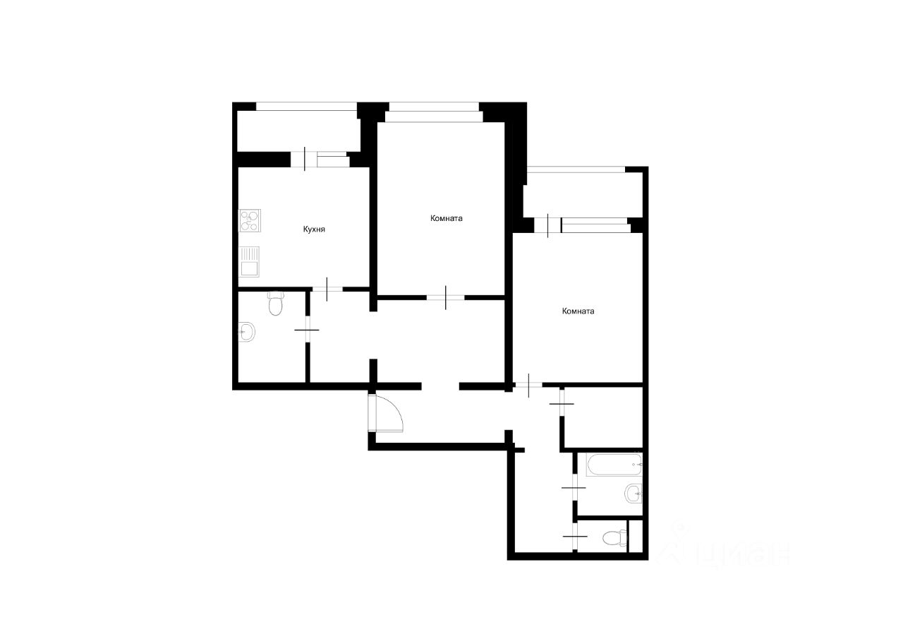 Планировка этой квартиры по данным Циан