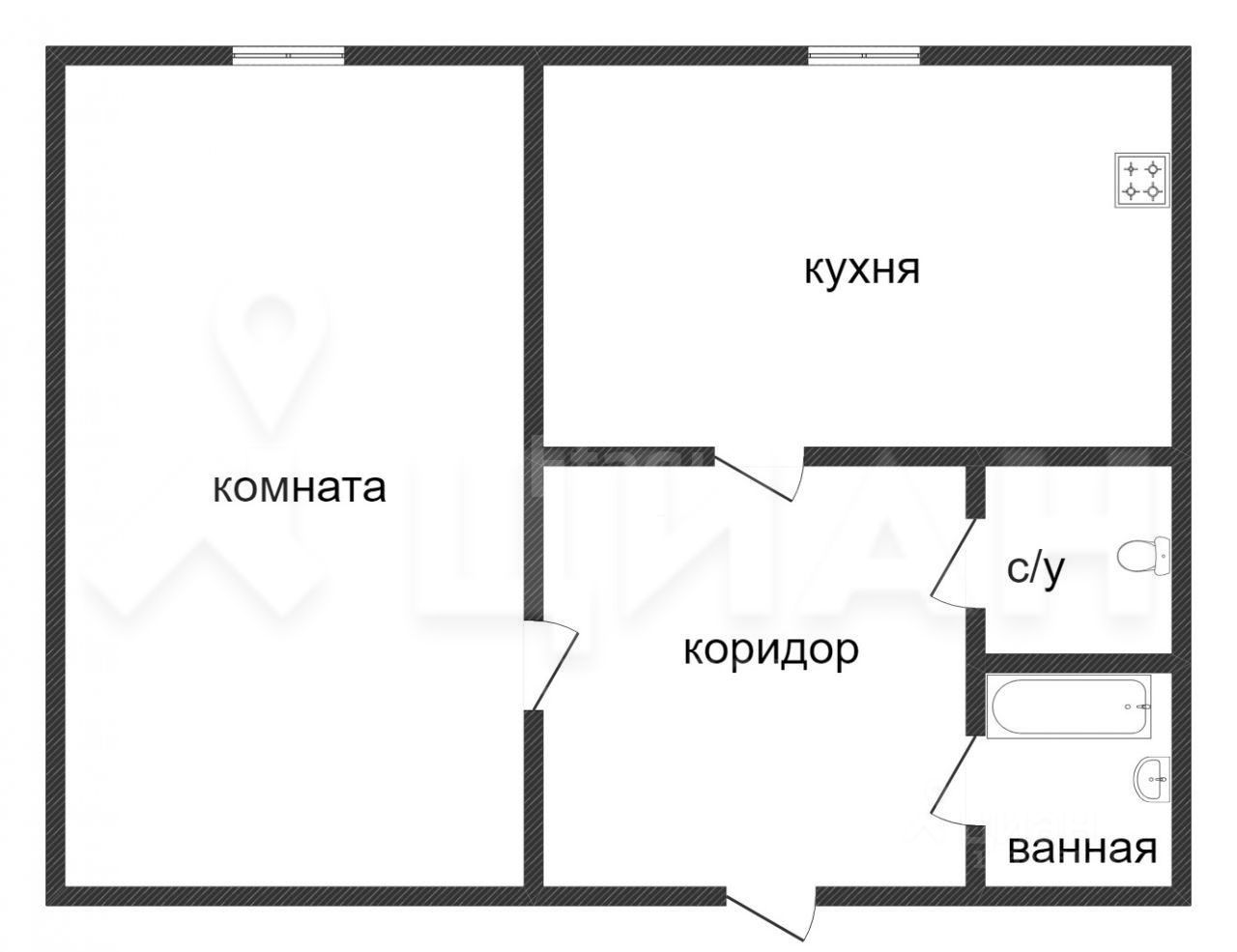 Планировка этой квартиры по данным Циан