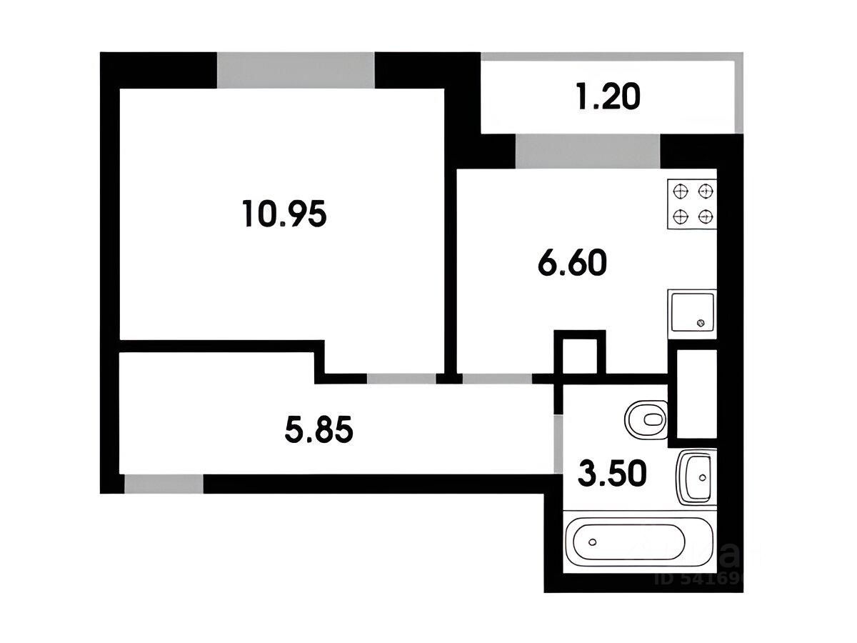 Планировка этой квартиры по данным Циан