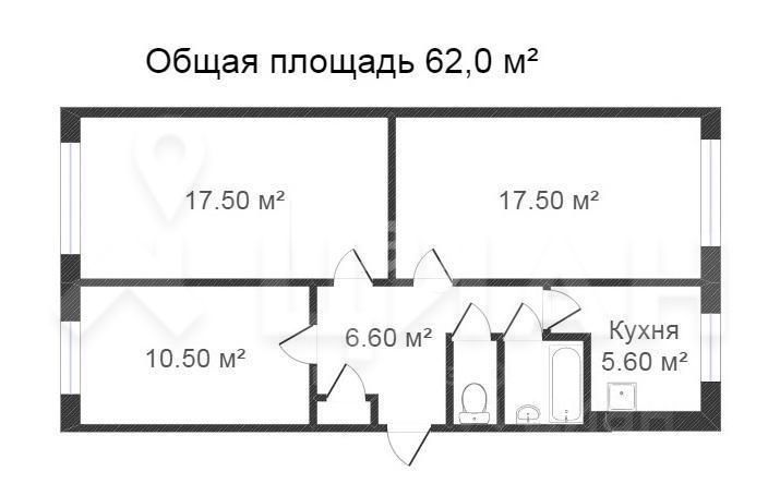 Планировка этой квартиры по данным Циан