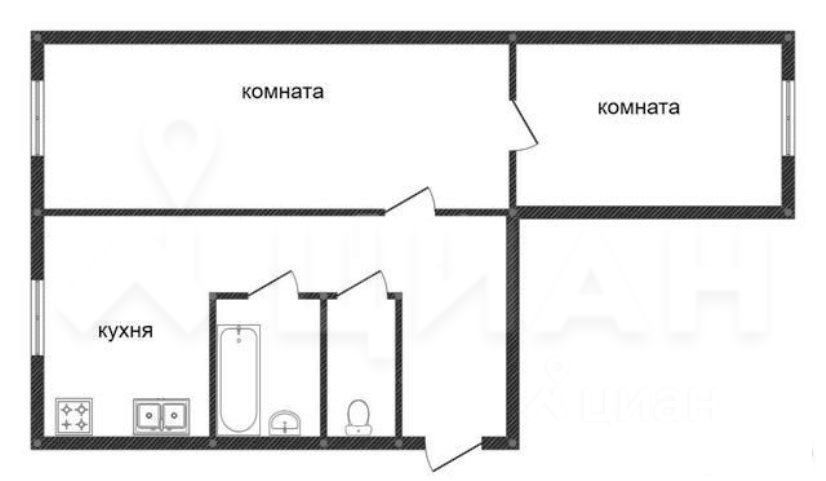 Планировка этой квартиры по данным Циан