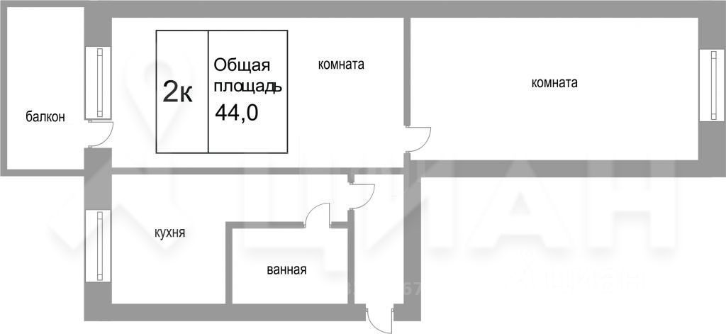 Планировка этой квартиры по данным Циан