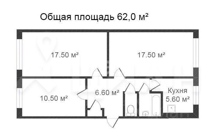 Планировка этой квартиры по данным Циан