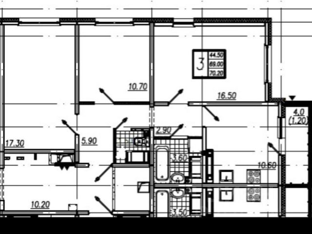 3-комн., 68 м², 25/25 этаж