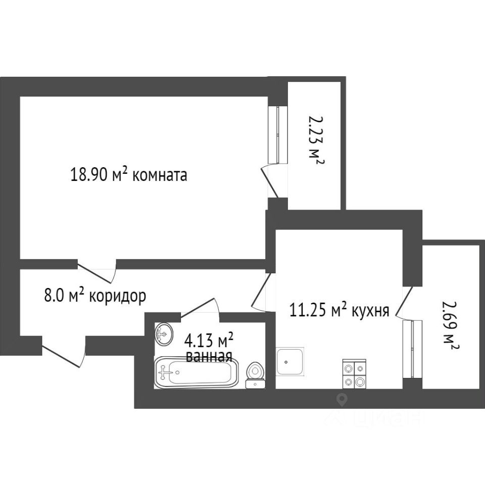 Планировка этой квартиры по данным Циан