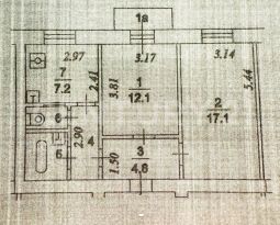 2-комн.кв., 49 м², этаж 3