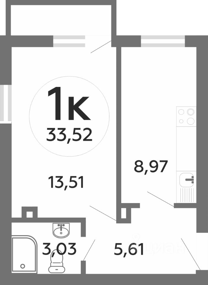 Планировка этой квартиры по данным Циан