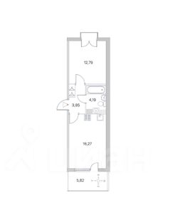 1-комн.кв., 43 м², этаж 4