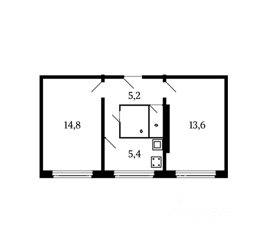 Планировка этой квартиры по данным Циан