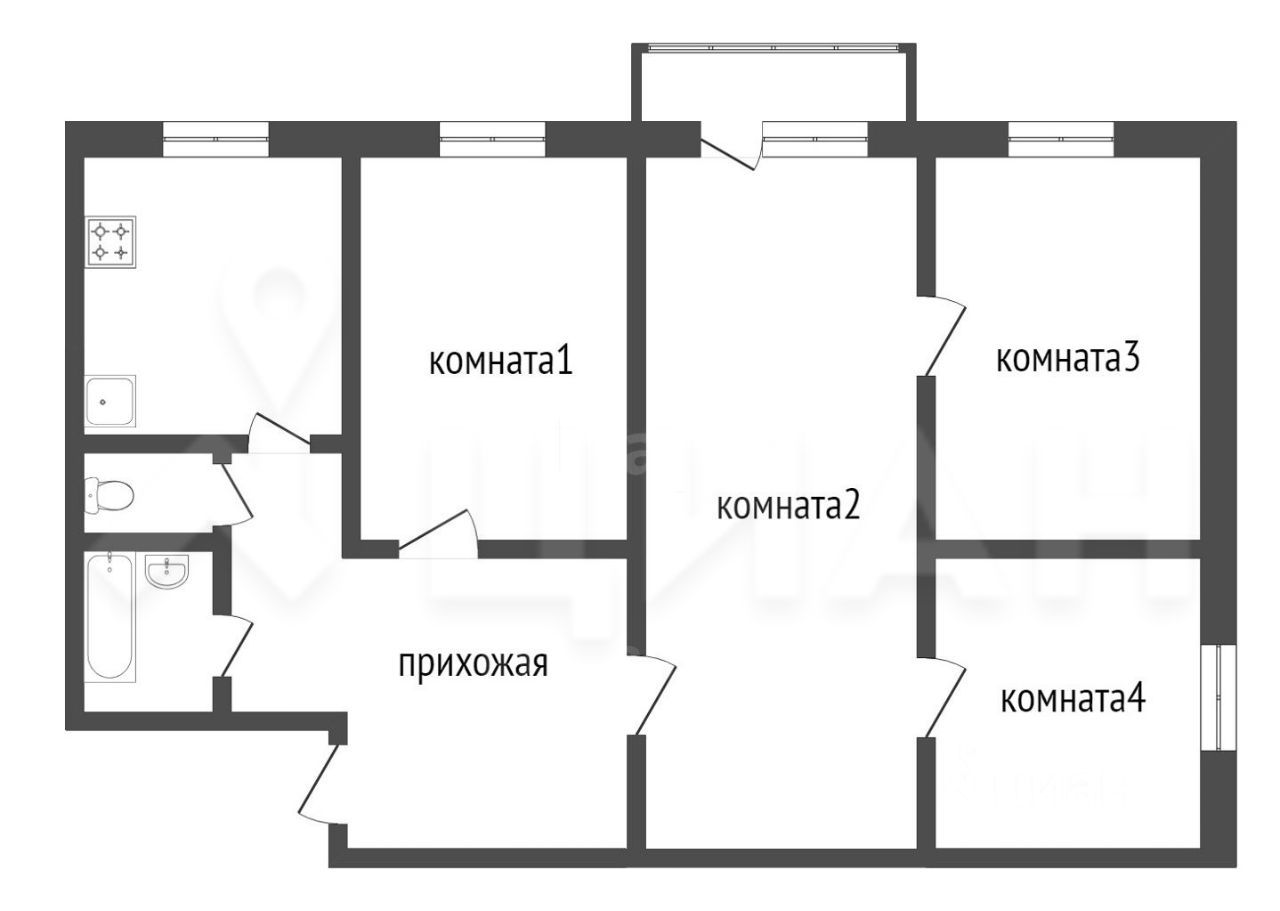 Планировка этой квартиры по данным Циан