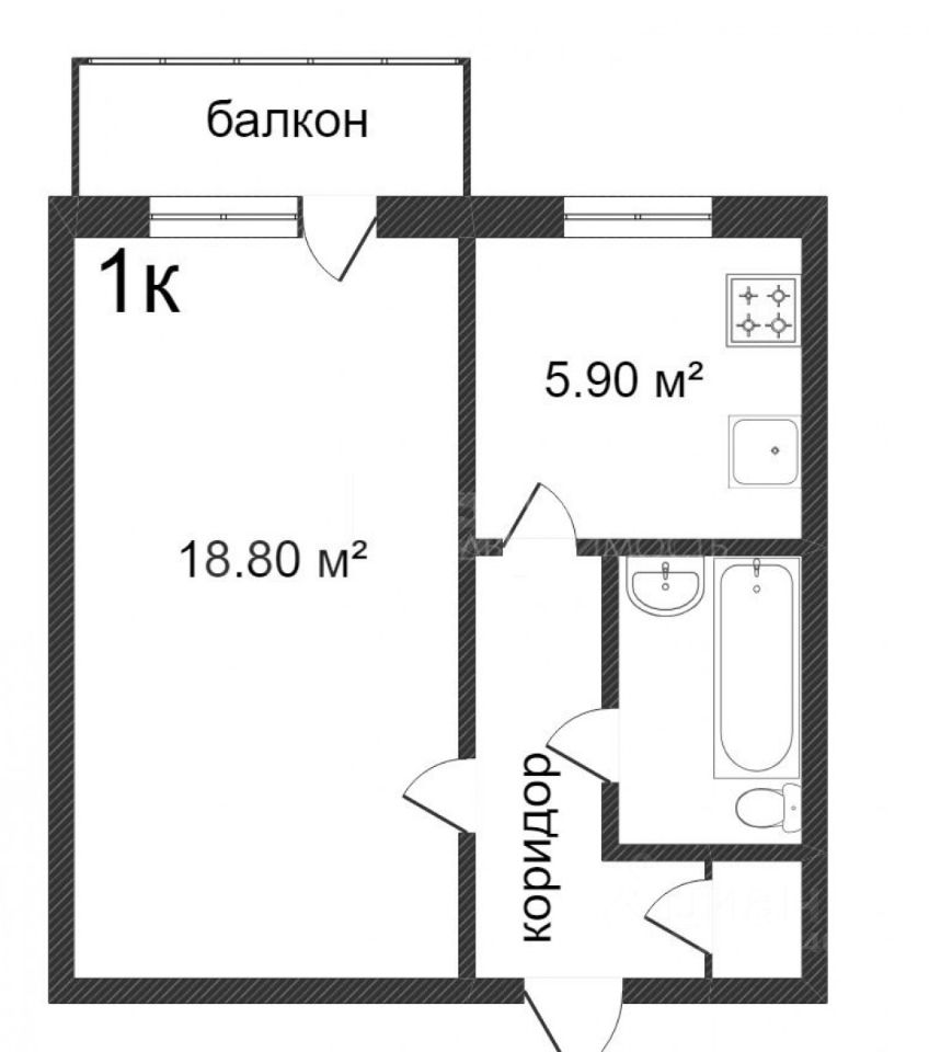 Планировка этой квартиры по данным Циан