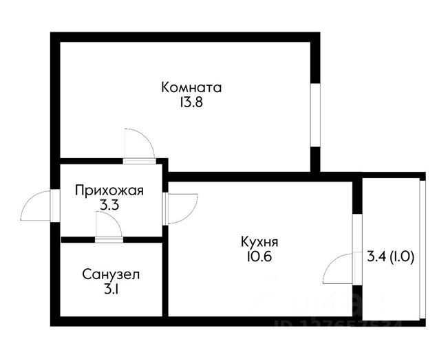 Планировка этой квартиры по данным Циан