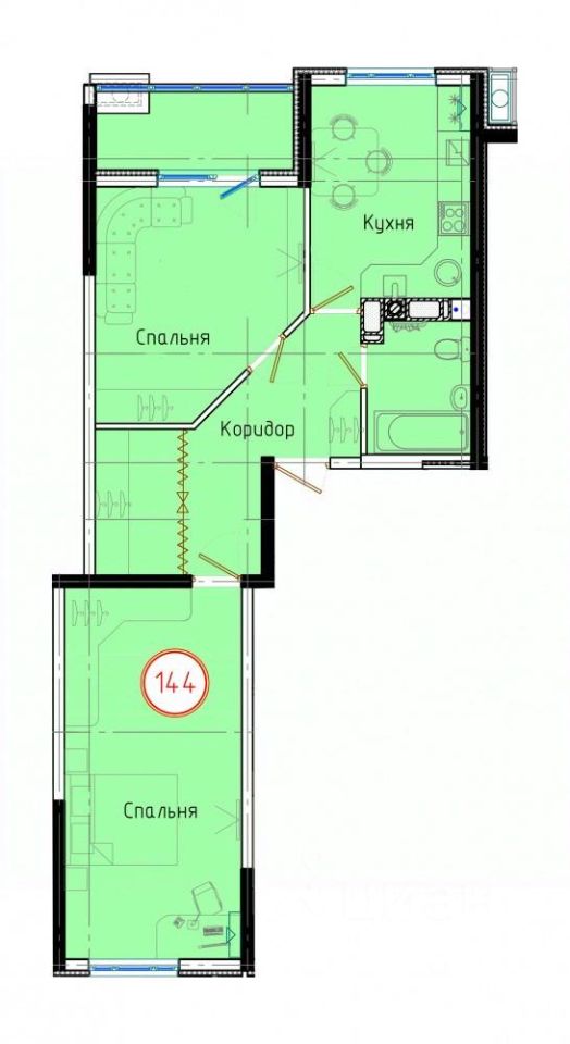 2-комн.кв., 65,9 м², 6/8 этаж