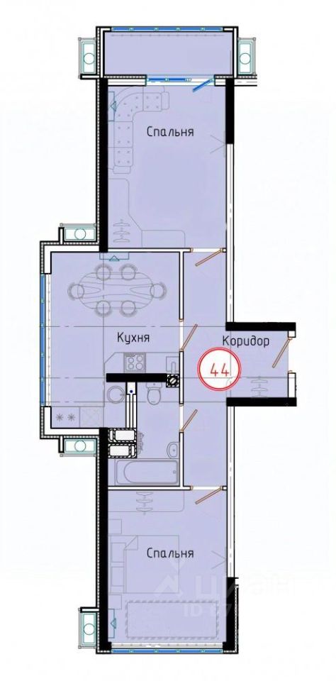 2-комн.кв., 64,8 м², 7/8 этаж