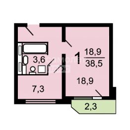 1-комн.кв., 38 м², этаж 13