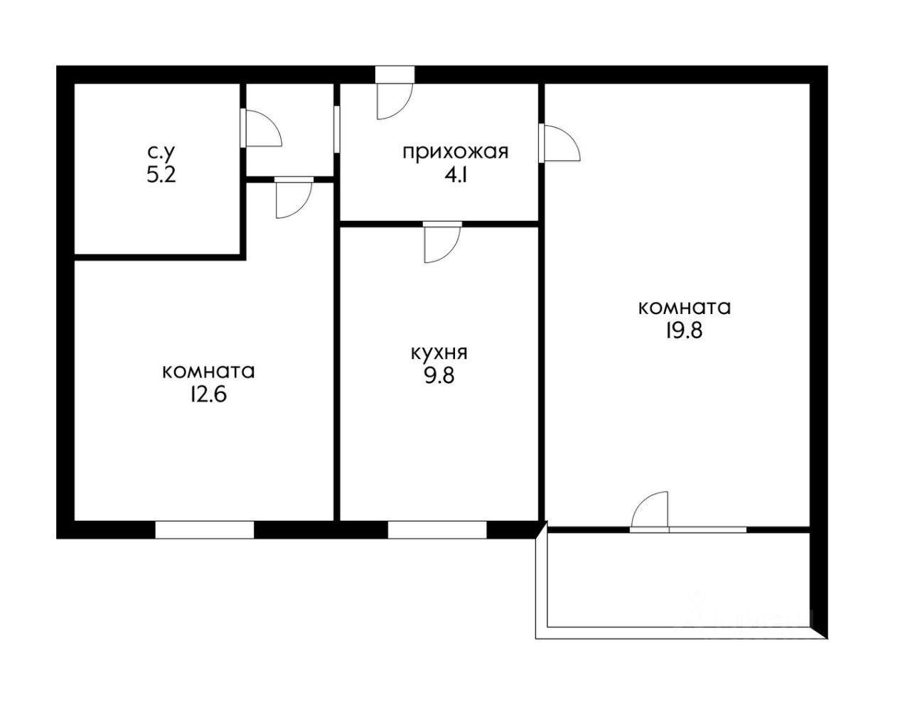 Планировка этой квартиры по данным Циан