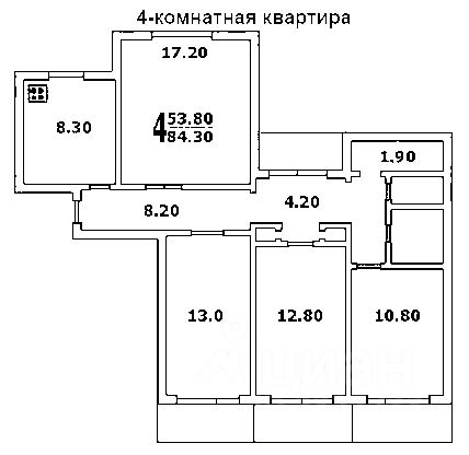 Планировка этой квартиры по данным Циан