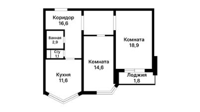 2-комн.кв., 60 м², этаж 4