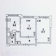 2-комн.кв., 54 м², этаж 1