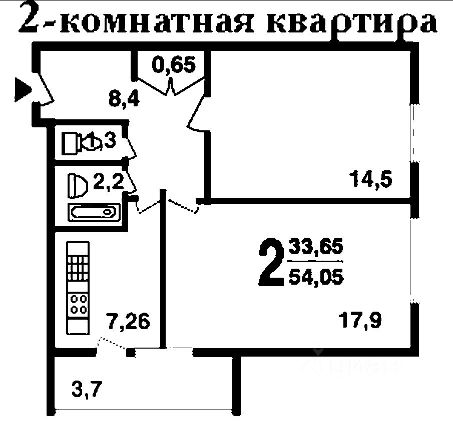 Планировка этой квартиры по данным Циан