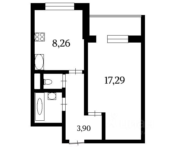 1-комн., 40,5 м², 1/10 этаж