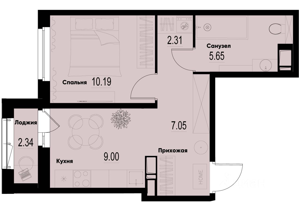 1-комн.кв., 35,4 м², 11/12 этаж