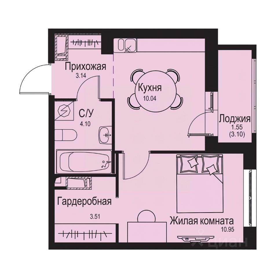 1-комн.кв., 33,3 м², 5/9 этаж