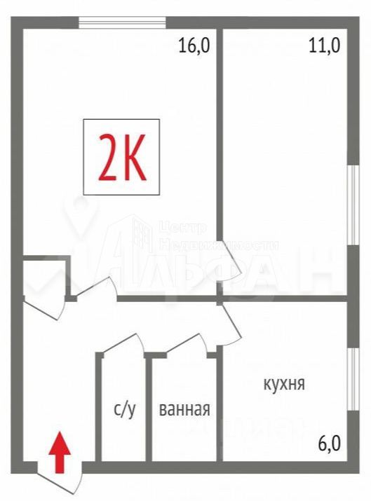 Планировка этой квартиры по данным Циан