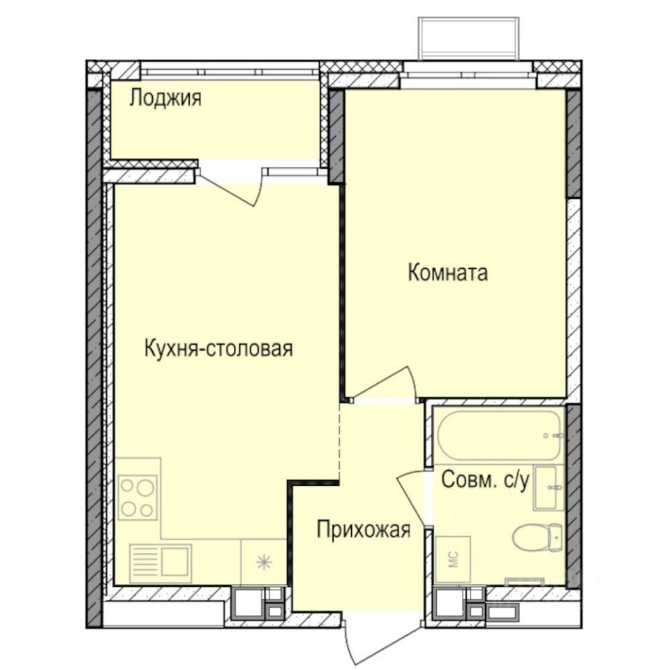 1-комн.кв., 35,2 м², 3/17 этаж