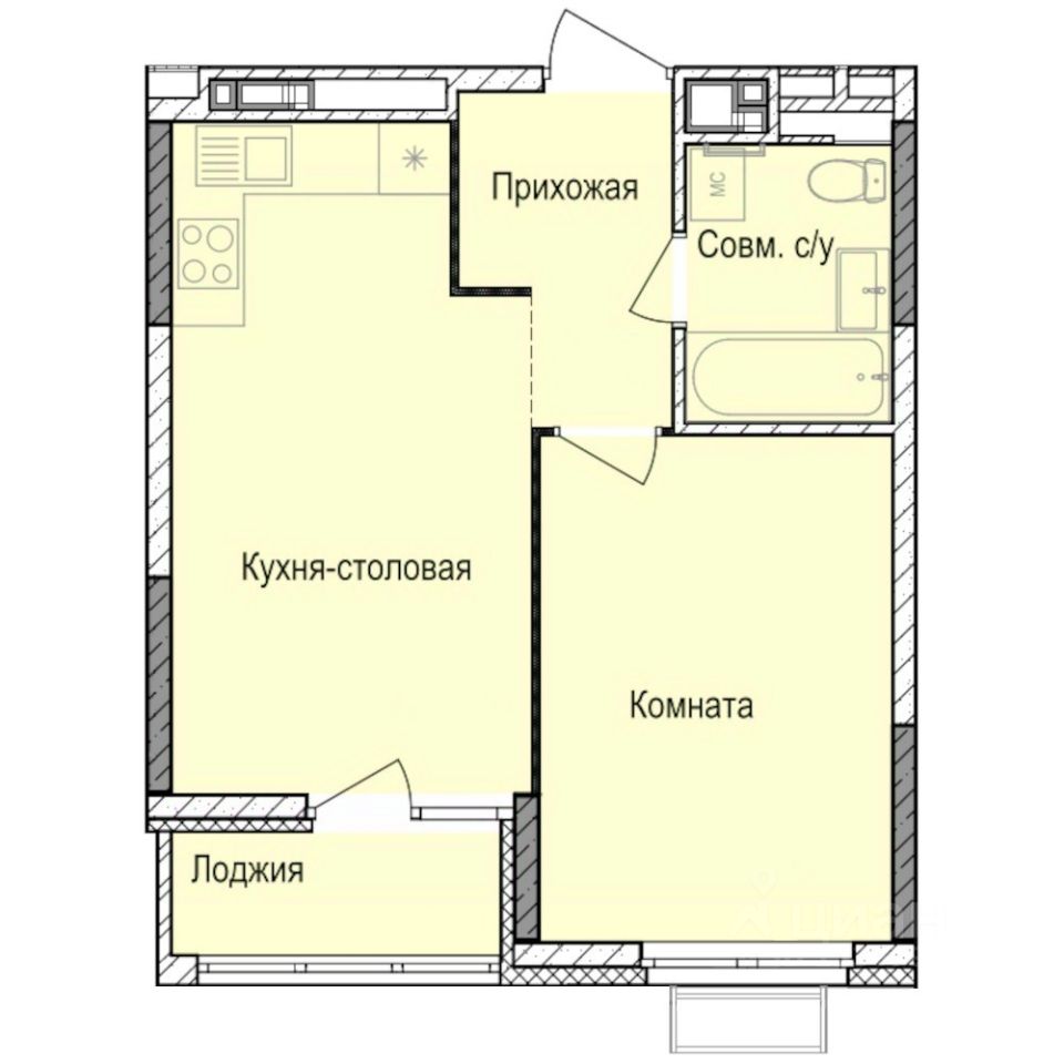 1-комн.кв., 38,1 м², 7/17 этаж