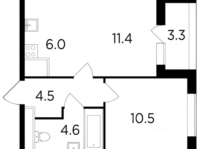 2-комн., 39,7 м², 14/19 этаж