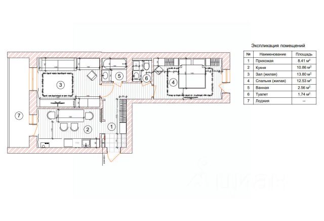 2-комн., 50,9 м², 10/10 этаж