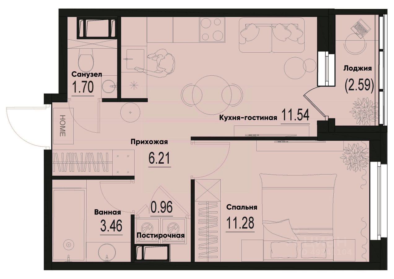 1-комн.кв., 36,4 м², 9/12 этаж