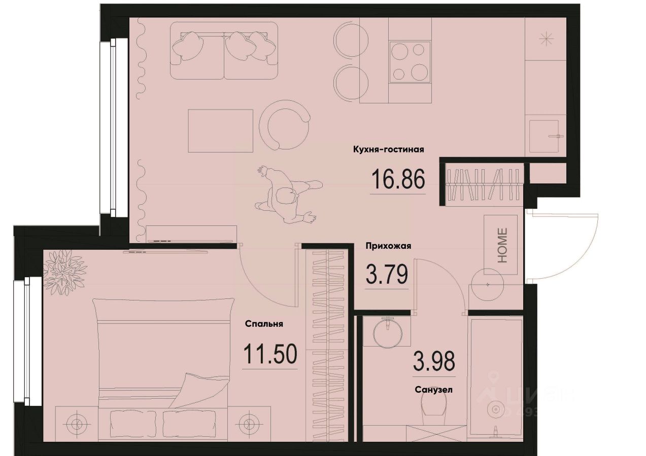 1-комн.кв., 36,1 м², 1/12 этаж