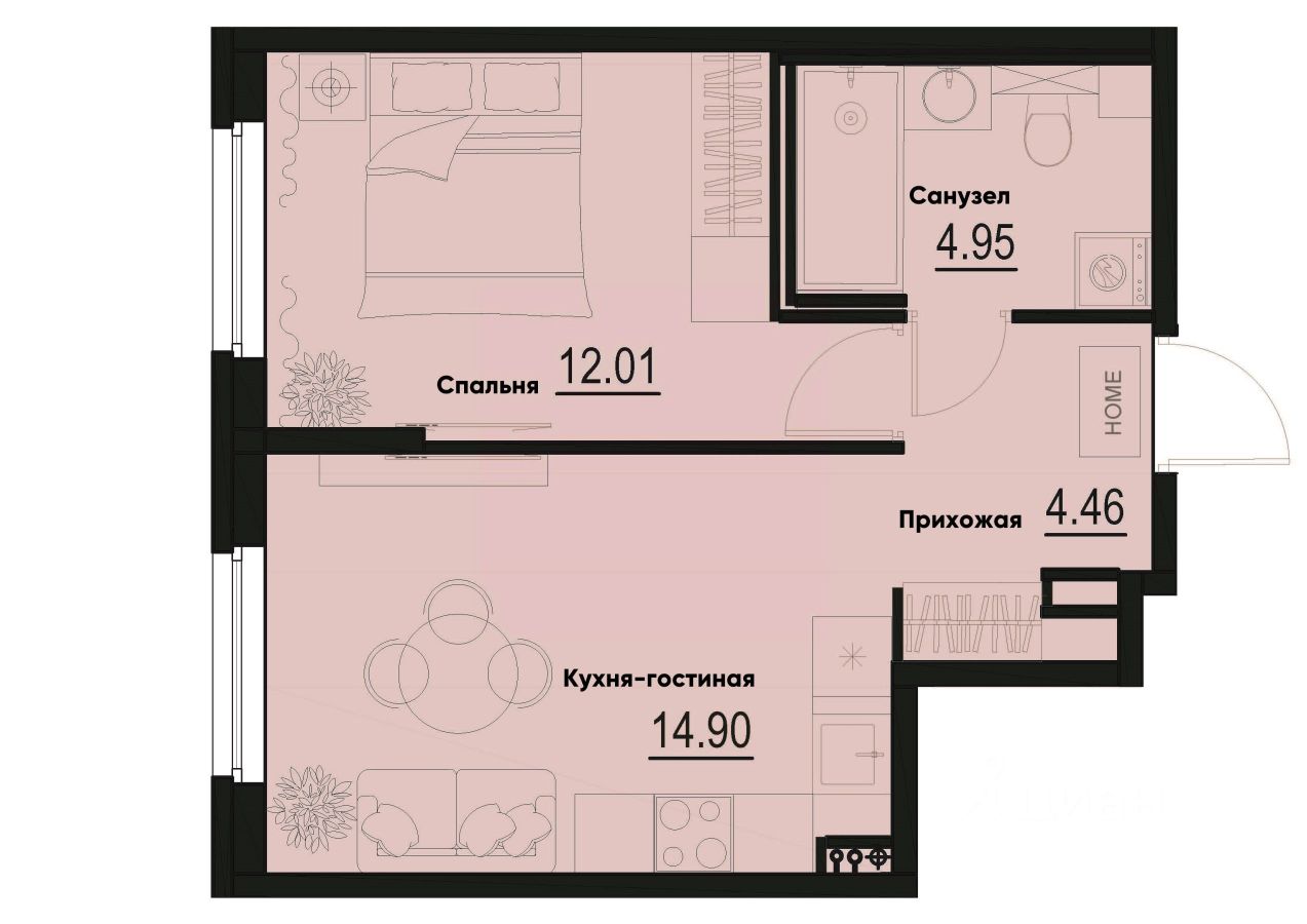 1-комн.кв., 36,3 м², 1/12 этаж