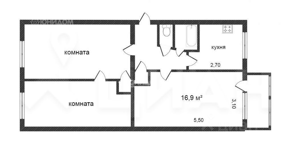Планировка этой квартиры по данным Циан