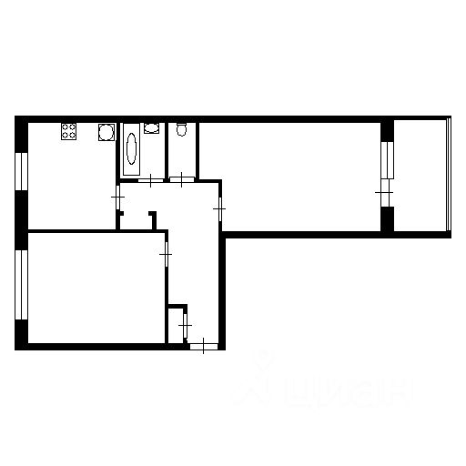 Планировка этой квартиры по данным Циан