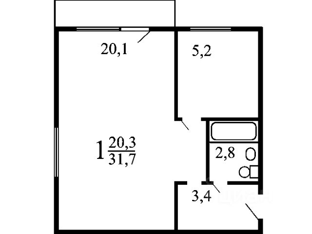 1-комн., 33 м², 5/5 этаж
