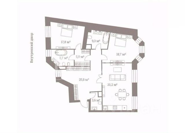 3-комн., 118,9 м², 5/7 этаж