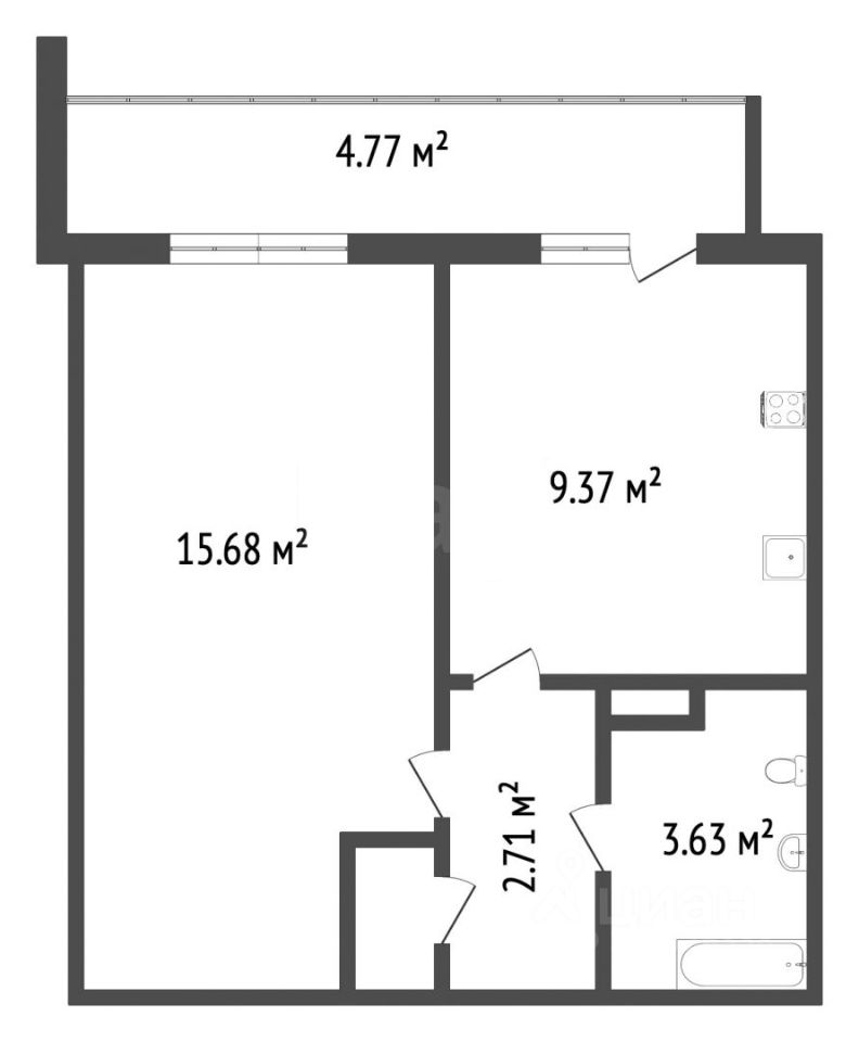 Планировка этой квартиры по данным Циан