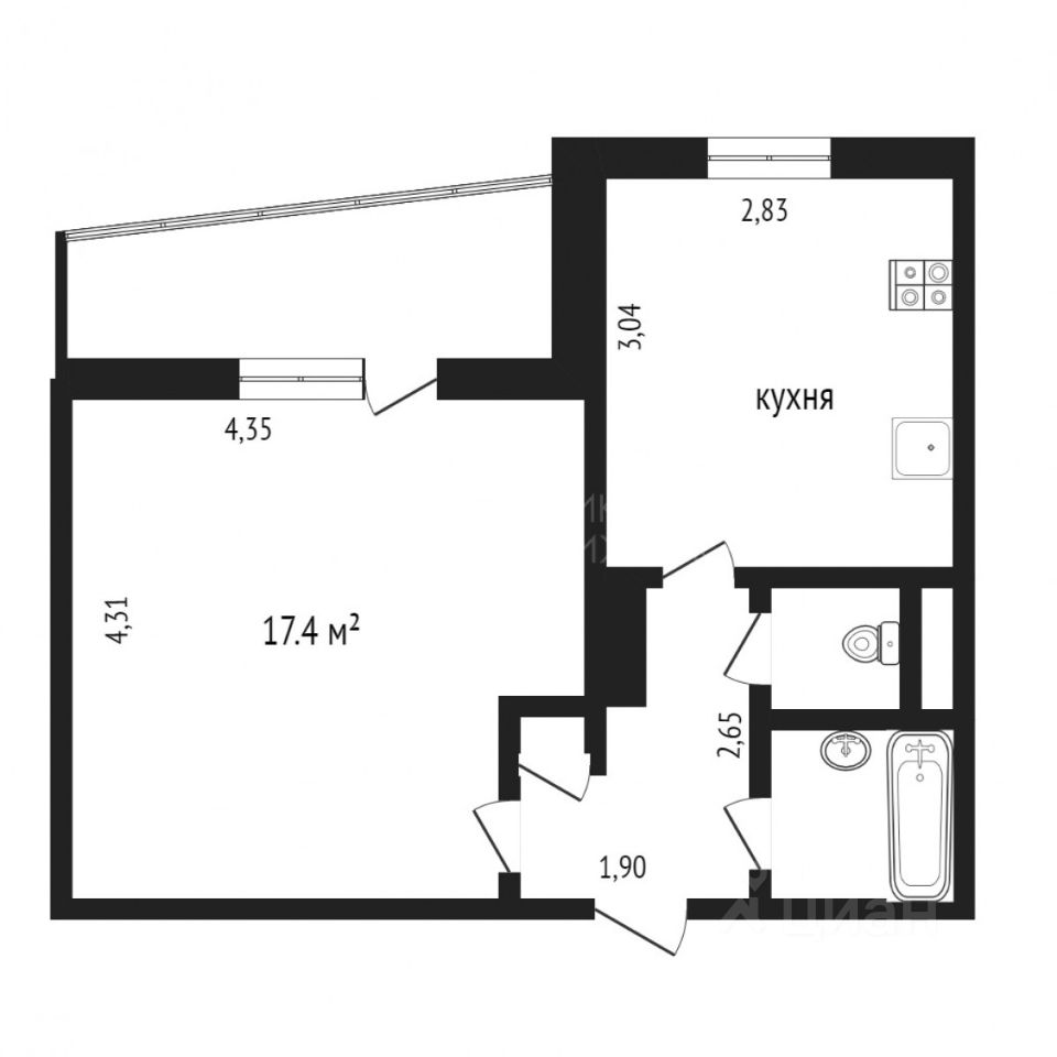 Планировка этой квартиры по данным Циан