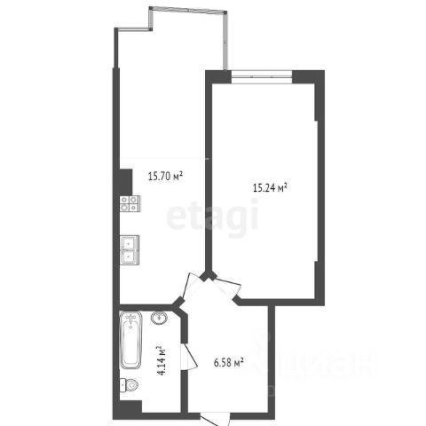 1-комн., 39,2 м², 7/24 этаж