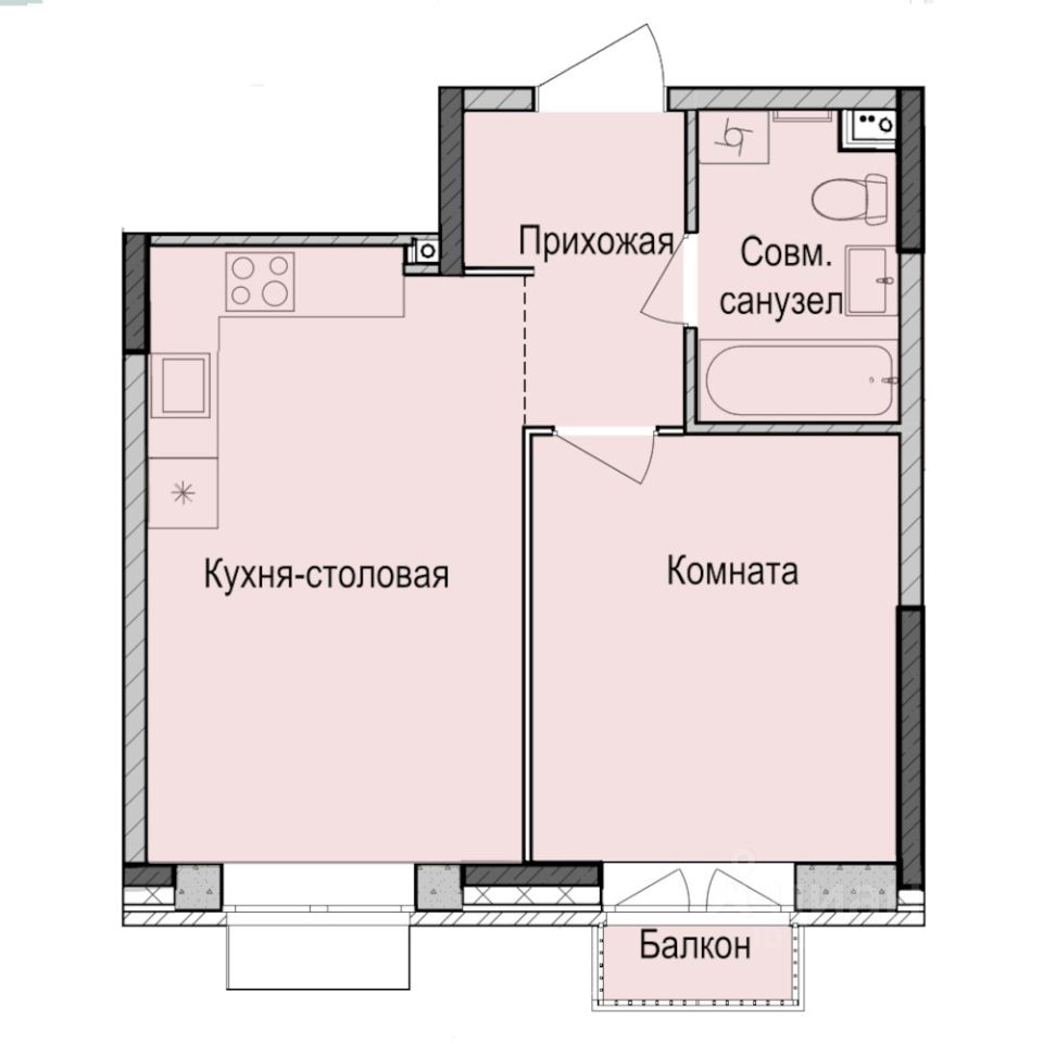1-комн.кв., 37,3 м², 2/17 этаж